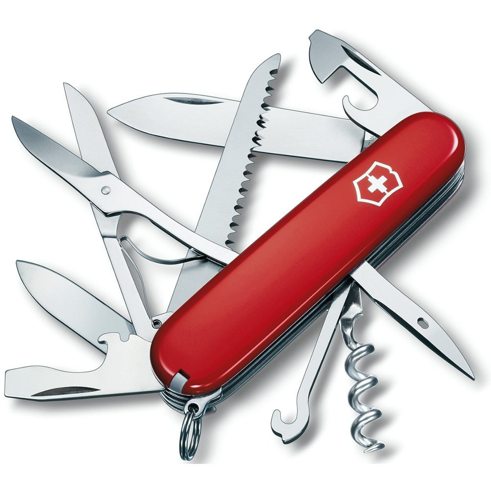 Navaja HUNTSMAN roja 91 mm con tijeras y sierra para madera, 15 funciones