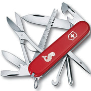 Navaja de bolsillo roja FISHERMAN 91 mm con 17 funciones y medidor de peces con gancho