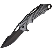 Navaja plegable Gray Shadow con hoja negra lisa y pasador ambidiestro