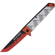 Cuchillo plegable RONIN, hoja tanto lisa en acero 420, empuñadura nylon con estampado, LinerLock y clip de bolsillo