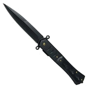 Navaja plegable Black Marble negro, filo liso y forma de daga