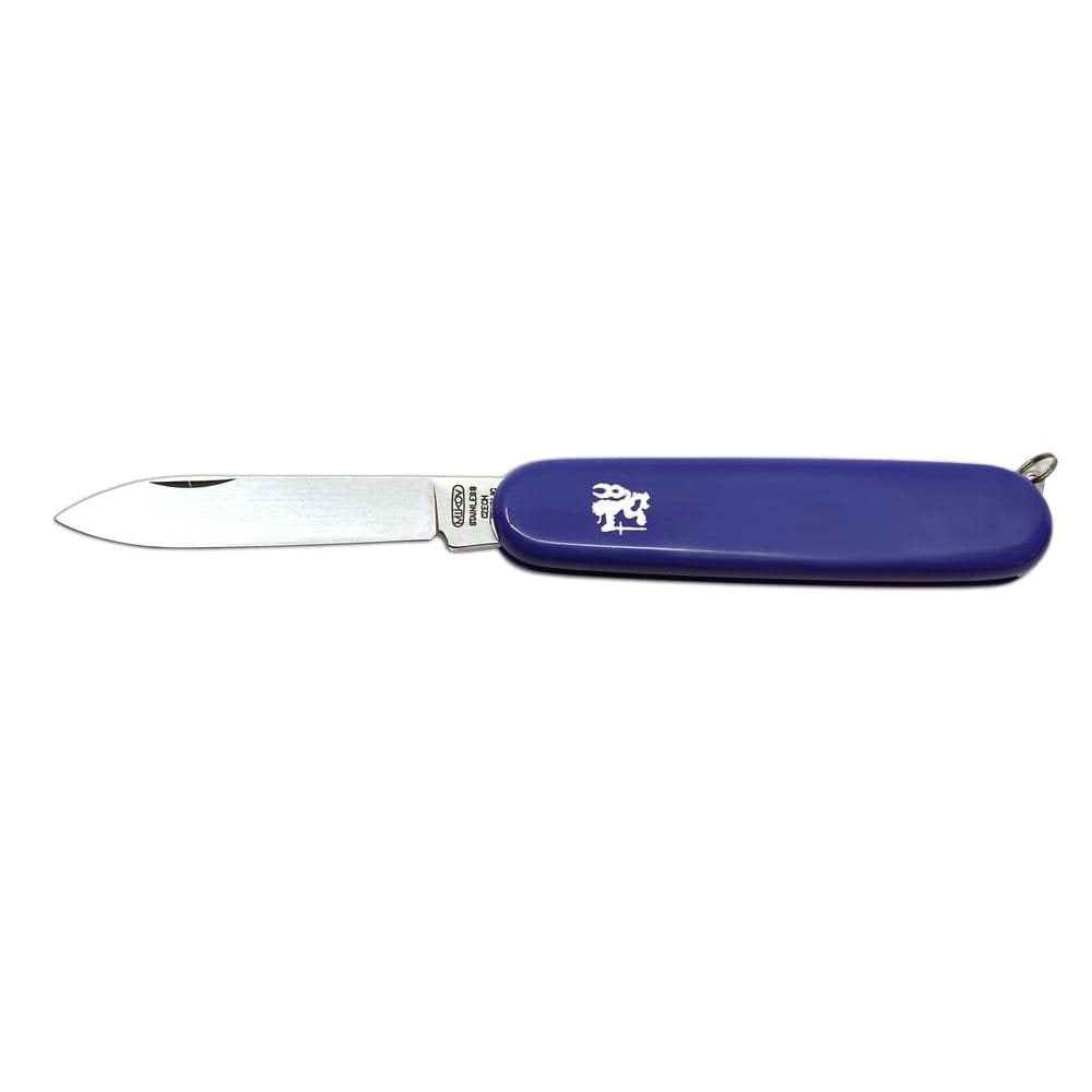 Cuchillo plegable DŮSTOJNICKÝ 1A, hoja acero inoxidable 420 70 mm, mango plastico azul