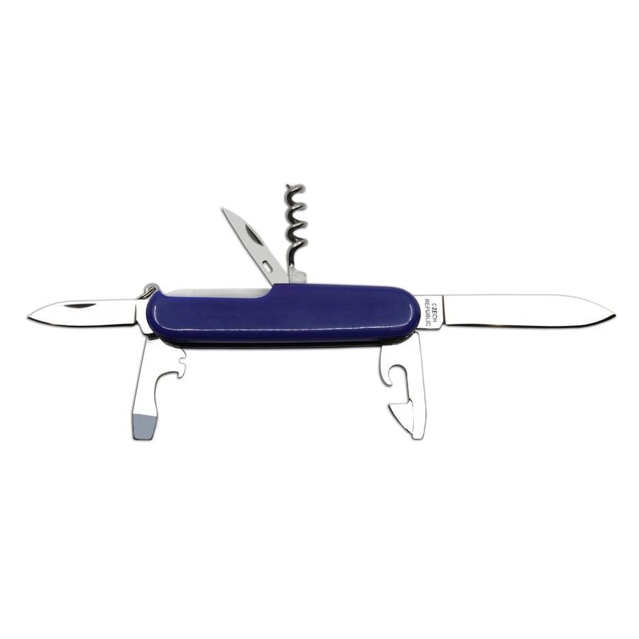 Navaja plegable azul Důstojnický, hoja acero inoxidable 420 de 70 mm, mango plastico