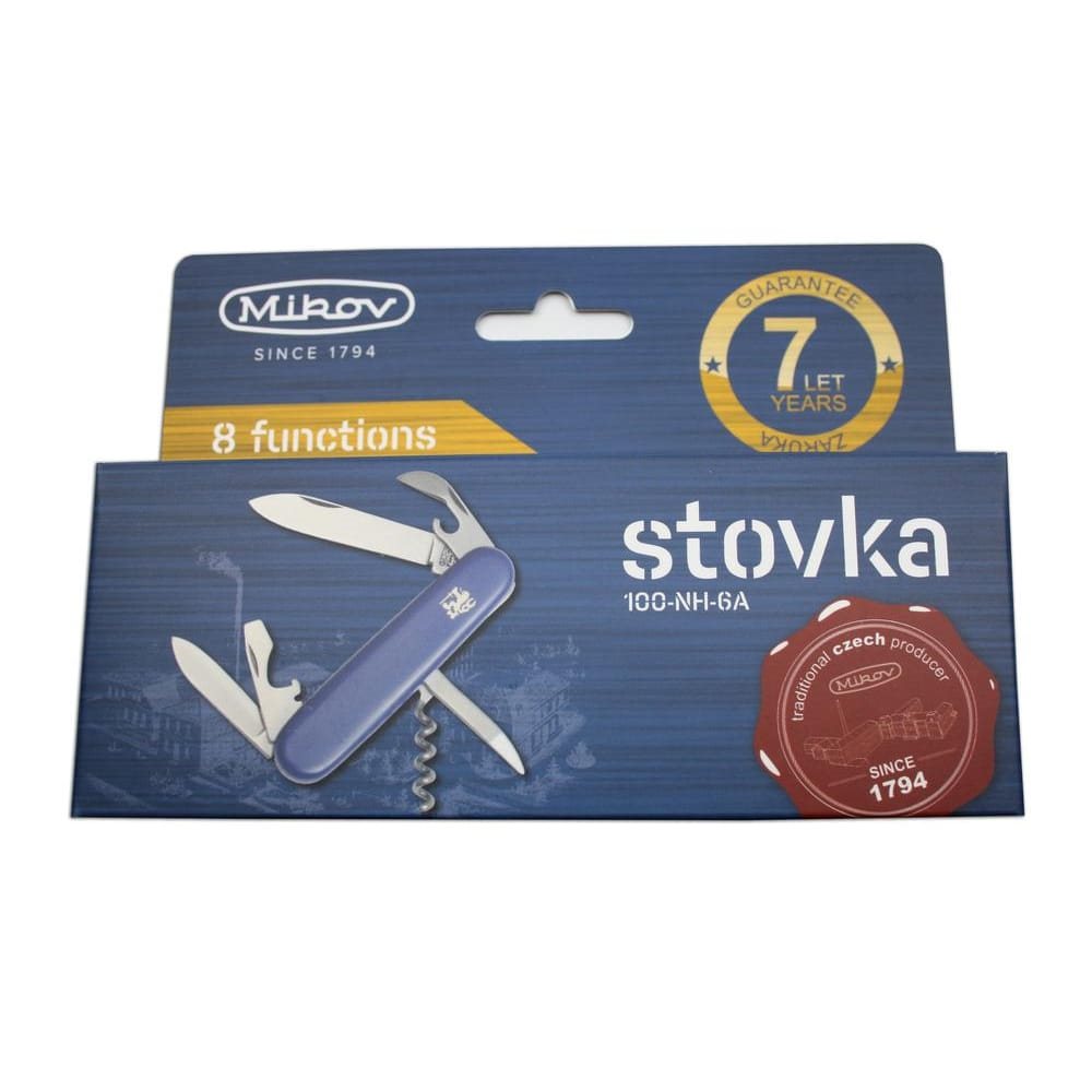 Navaja plegable azul Důstojnický, hoja acero inoxidable 420 de 70 mm, mango plastico