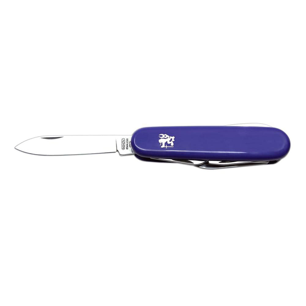 Navaja Nůž DŮSTOJNICKÝ 7A acero 420 mango plástico azul hoja 70 mm