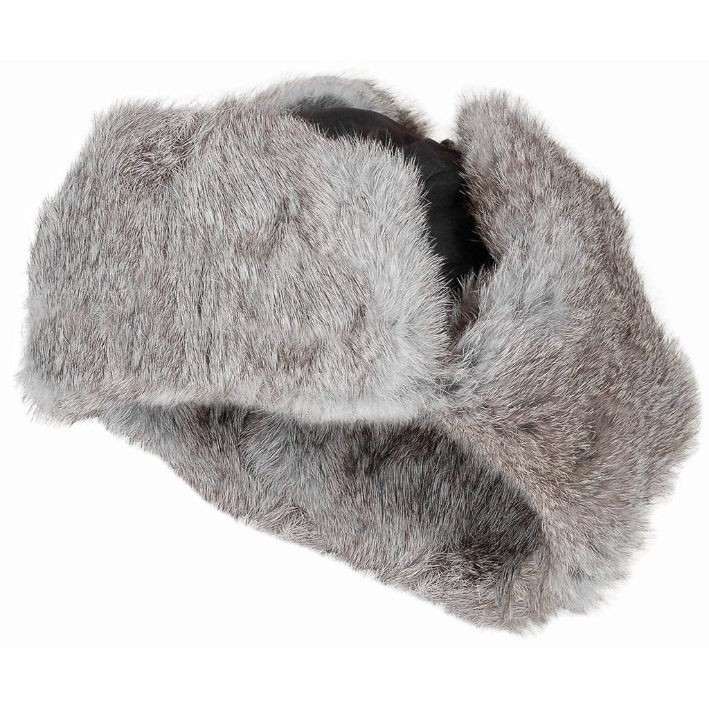 Gorro con orejeras (beranice) de piel de conejo negra