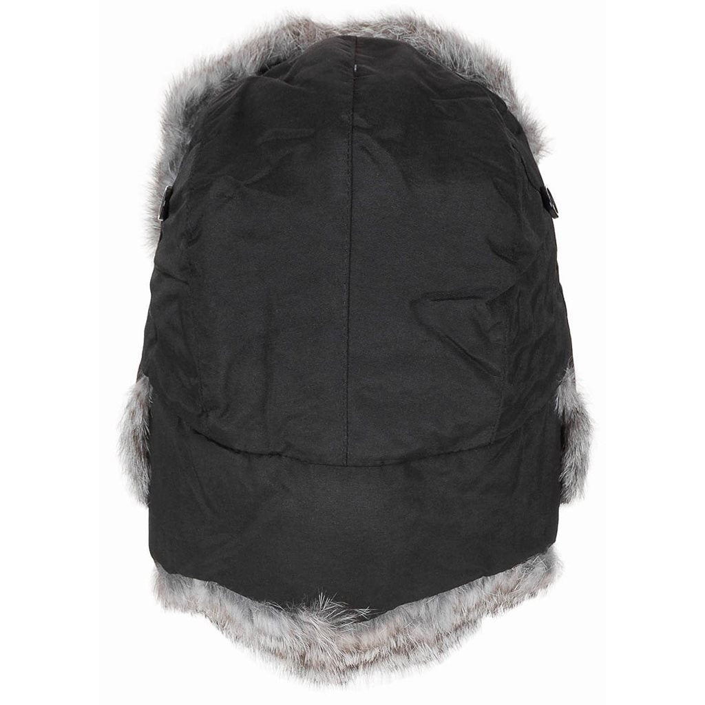 Gorro con orejeras (beranice) de piel de conejo negra