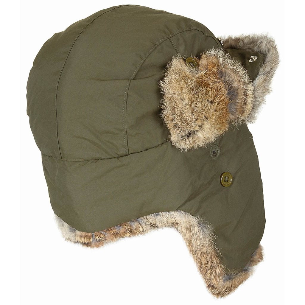 Gorra ushanka de piel de conejo ZEENA con visera y orejeras