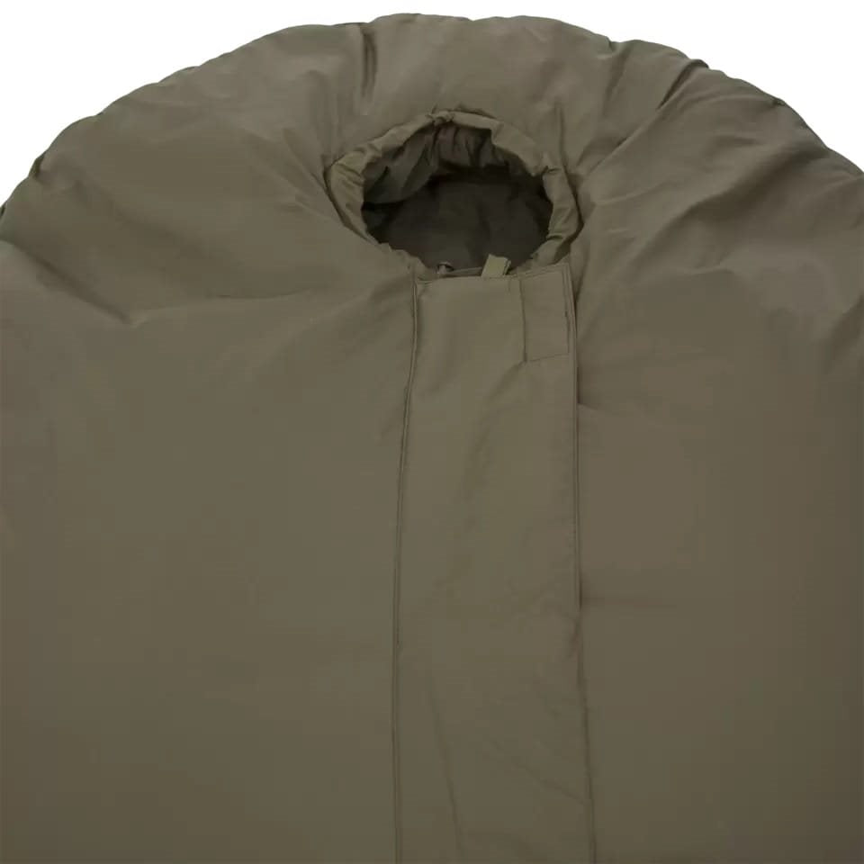 Saco de dormir DEFENCE 6 verde, tipo momia, usado por unidades de la OTAN en condiciones árticas