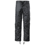 Pantalones térmicos MA1 negros con bolsillos frontales, traseros y laterales, solapas y botones
