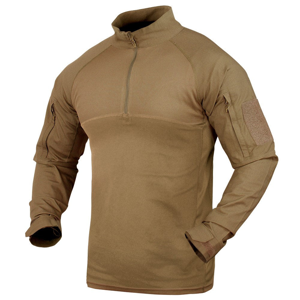 Camisa táctica COMBAT GRAPHITE con cremallera, bolsillos en bíceps y huecos para protectores en codos