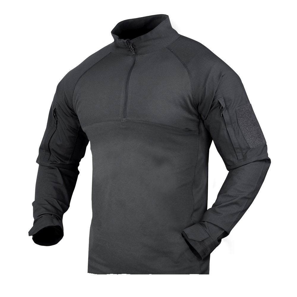 Camisa táctica COMBAT con cremallera color GRAPHITE, bolsillos en bíceps y codos