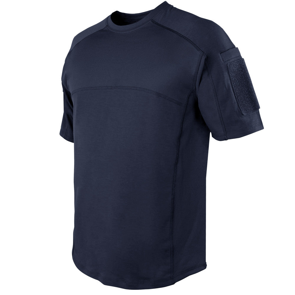 Camiseta táctica TRIDENT azul, ligera y transpirable, diseñada para climas cálidos