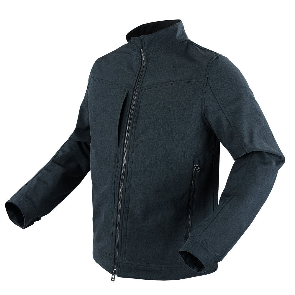 Chaqueta softshell INTREPID gris de Condor Outdoor con cremallera YKK y cinco bolsillos