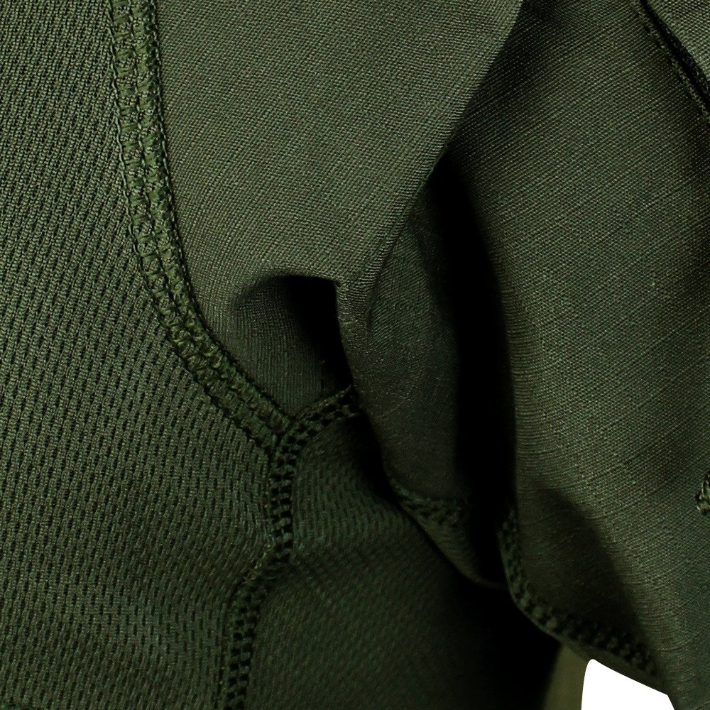 Camisa táctica COMBAT manga corta en verde con bolsillos y paneles VELCRO