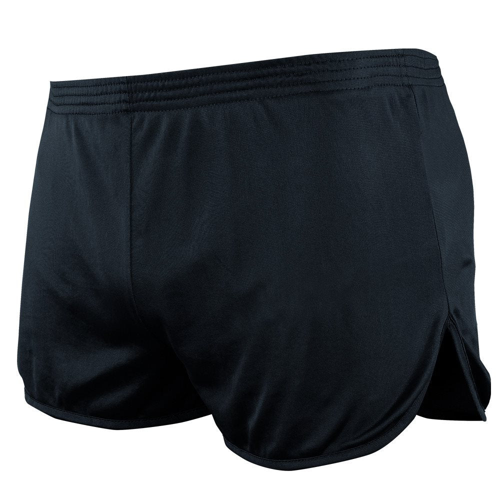Shorts running azules de malla ligera con cintura elástica y bolsillo oculto