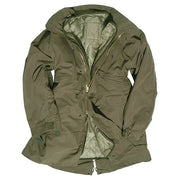 Parka US M-65 Fishtail verde con forro desmontable, vista frontal