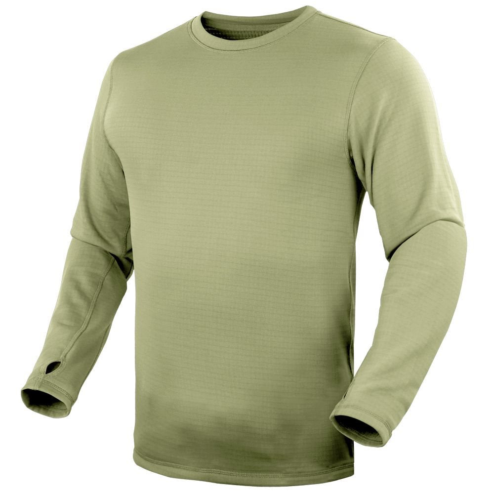 Camiseta técnica Base II Coyote Tan con cuello redondo, sin cremallera