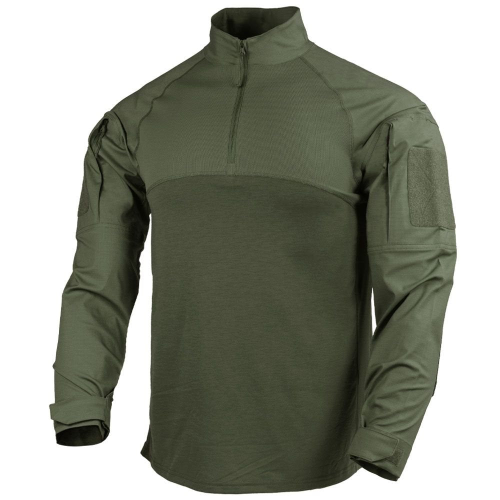 Camisa táctica COMBAT Gen II verde con cremallera y mangas rip-stop