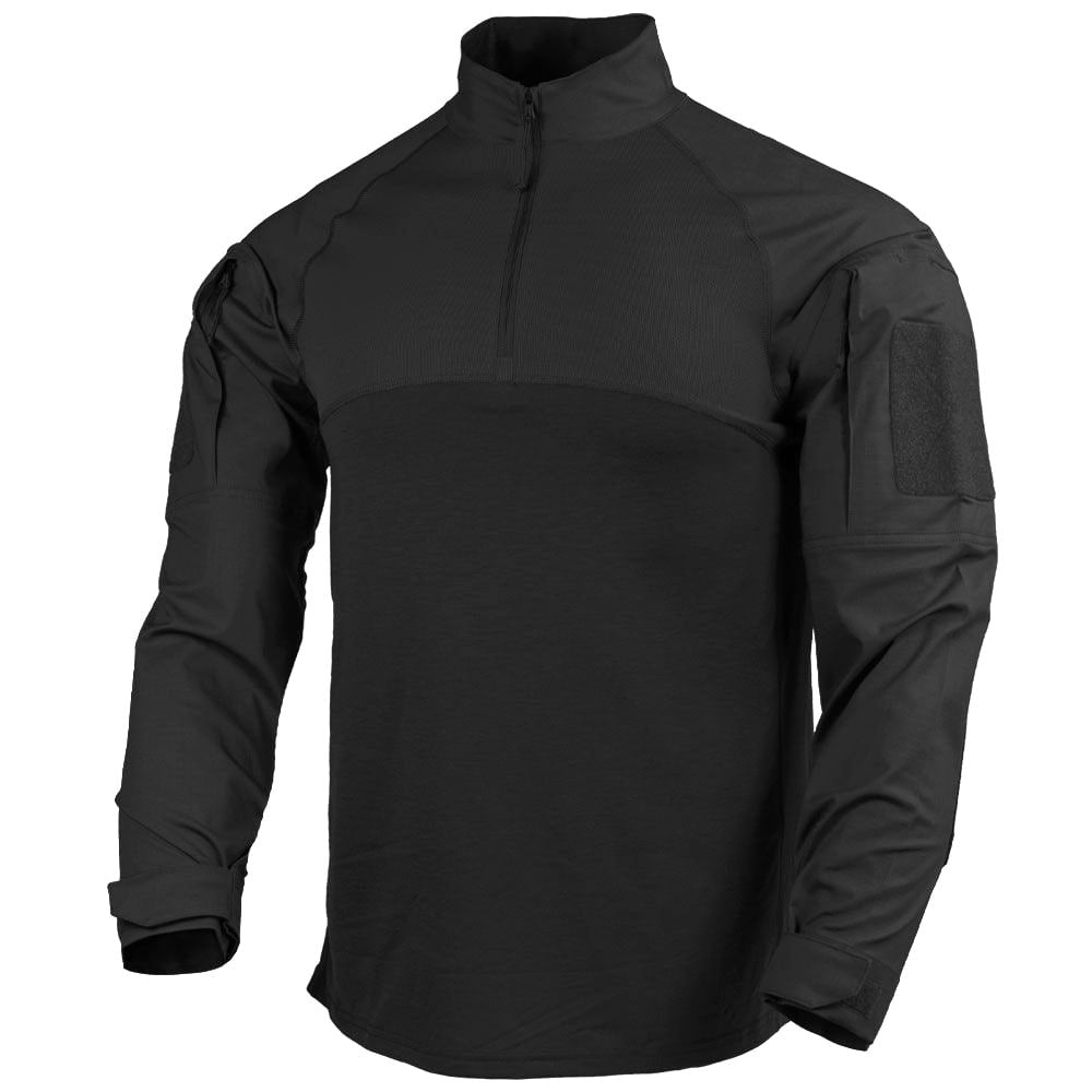 Camisa táctica COMBAT GEN II negra con cremallera, torso transpirable y mangas rip-stop