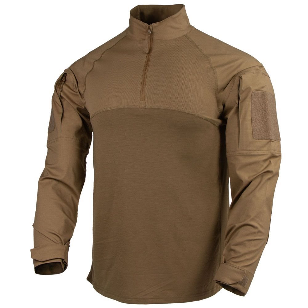 Camisa táctica COMBAT Gen II con cremallera, cuerpo transpirable y mangas rip-stop, color TAN