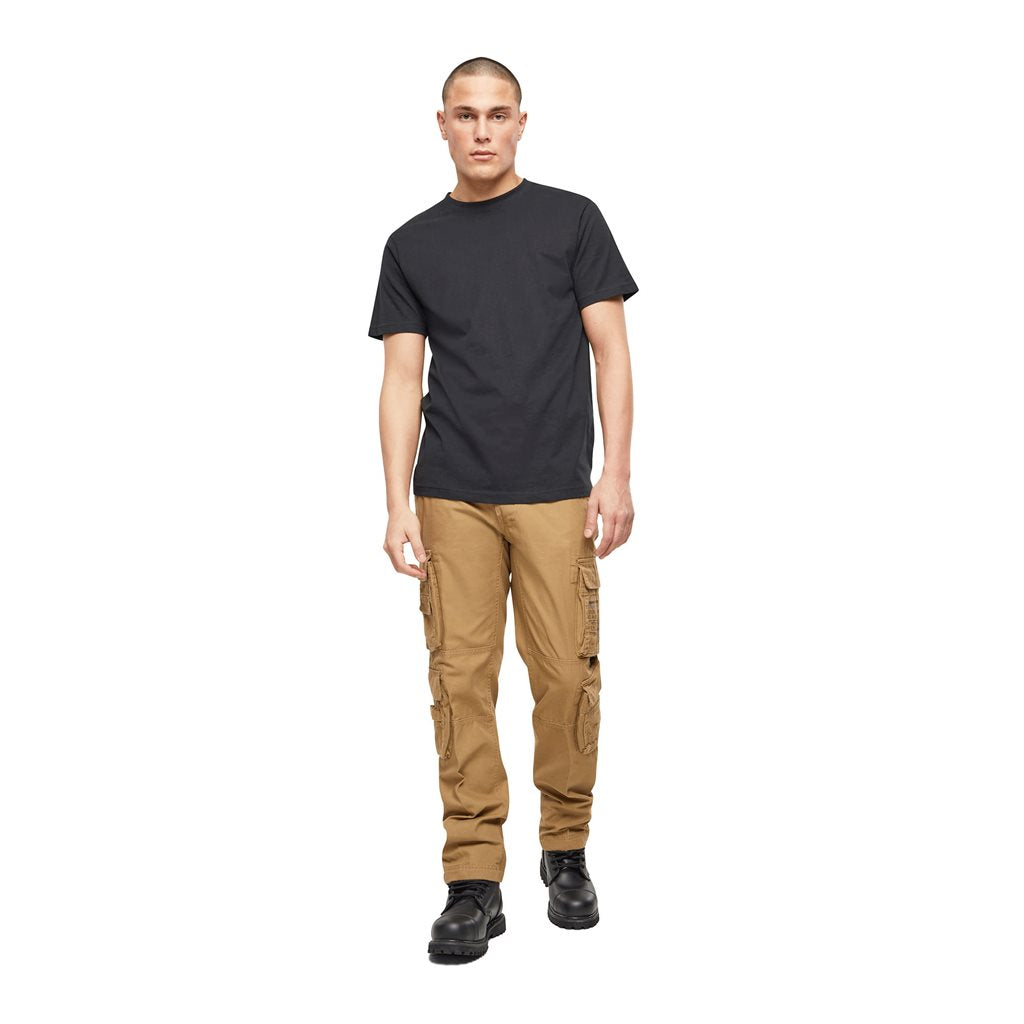 Pantalones cargo slim fit vintage color arena