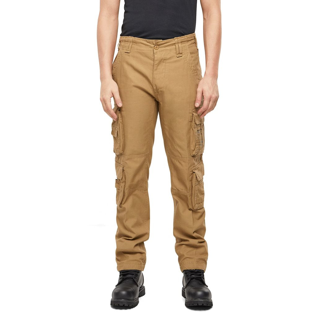 Pantalones cargo slim fit vintage color arena