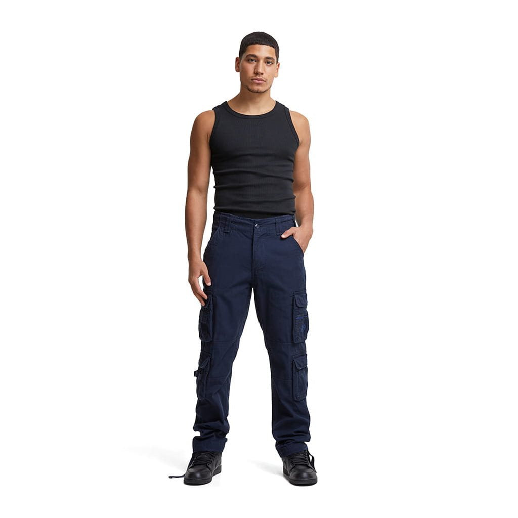 Pantalones vintage azules slim fit cargo en algodon
