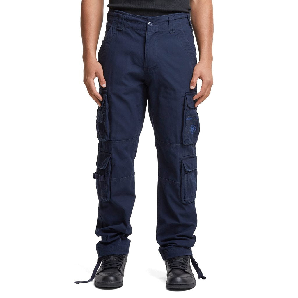 Pantalones vintage azules slim fit cargo en algodon