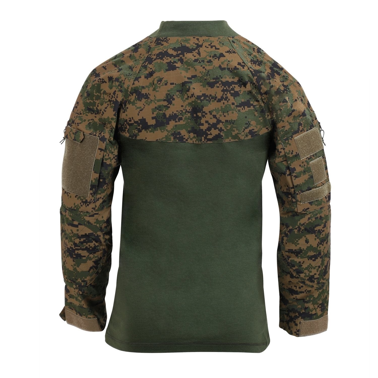 Camisa táctica Airsoft Woodland Rothco manga larga con cremallera y refuerzos en codos