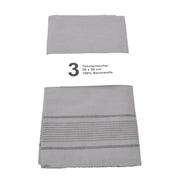 Pañuelo BW 51 x 51 cm gris con raya - pack de 3, 100% algodón