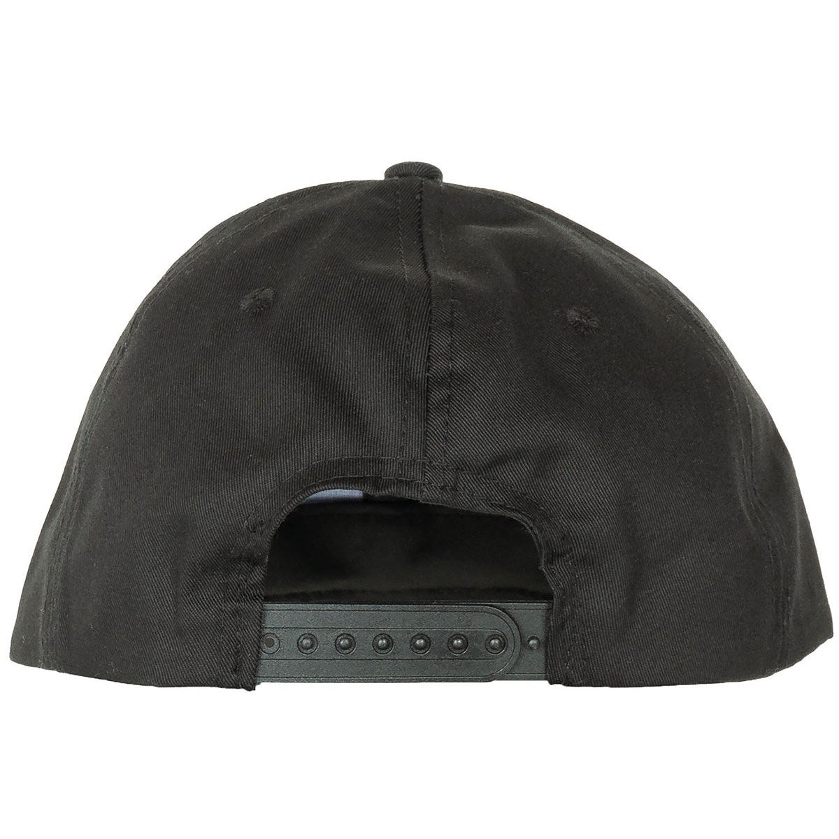 Gorra de béisbol estilo US ajustable negra, cierre regulable, 65% poliéster 35% algodón