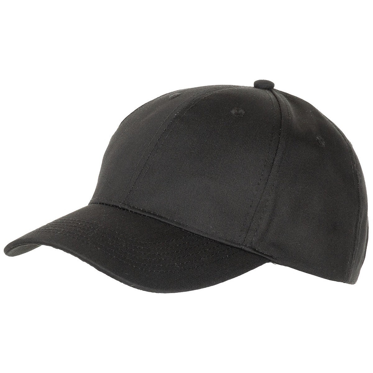 Gorra de béisbol estilo US ajustable negra, cierre regulable, 65% poliéster 35% algodón