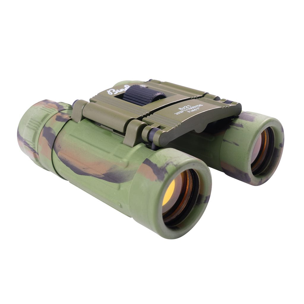 Prismáticos plegables 8x21 camuflaje WOODLAND, superficie de goma