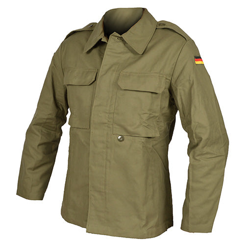 Chaqueta BW Moleskin verde con banderas alemanas en los hombros, bolsillos de pecho con solapas y hombreras, exterior 100% algodón