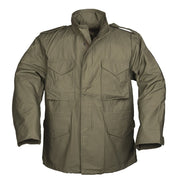 Parka M65 NYCO TEESAR verde, vista frontal de la chaqueta militar