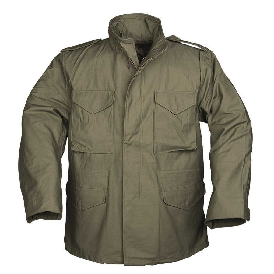 Parka M65 NYCO TEESAR verde, vista frontal de la chaqueta militar