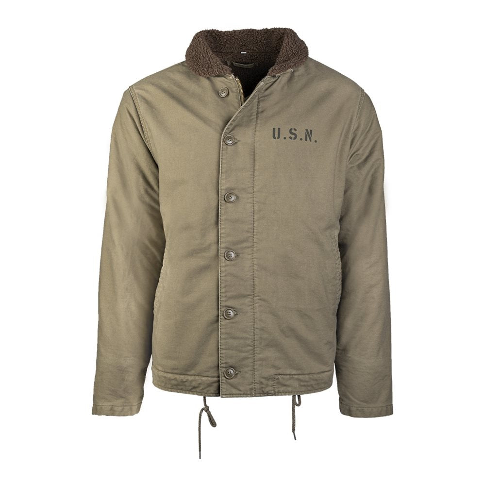Chaqueta invernal réplica USN N-1 con cuello de pelo y bolsillos amplios