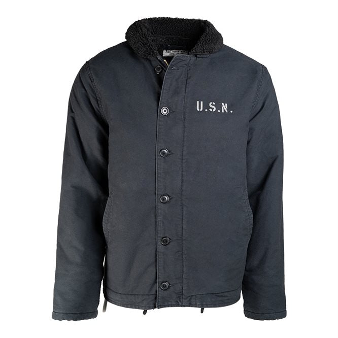 Chaqueta réplica USN N-1 de invierno con cuello de pelo suave y bolsillos amplios