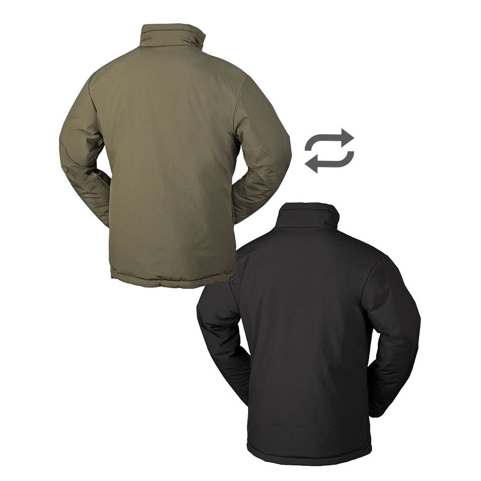 Chaqueta reversible Cold Weather MIL-TEC verde y negra con bolsa de transporte
