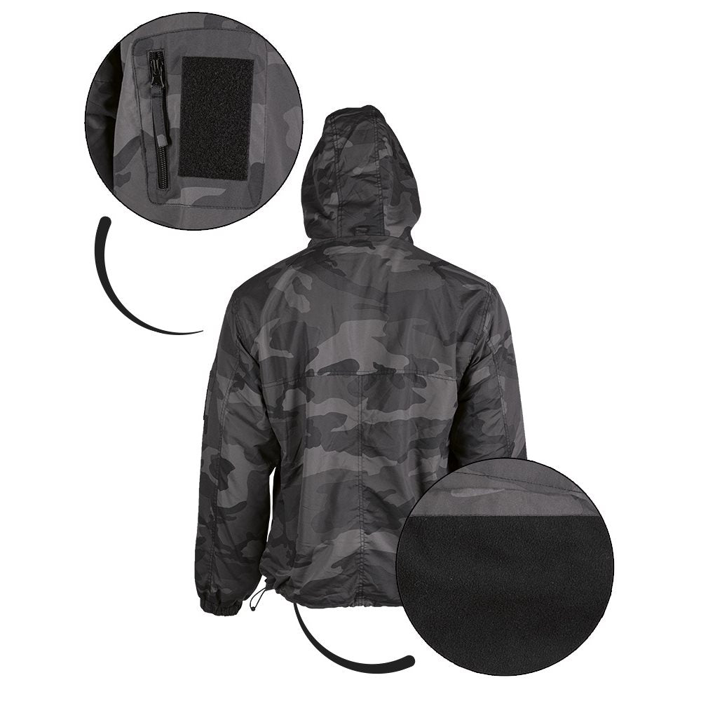 Anorak acolchado con capucha y forro polar, cremallera parcial del cuello al pecho