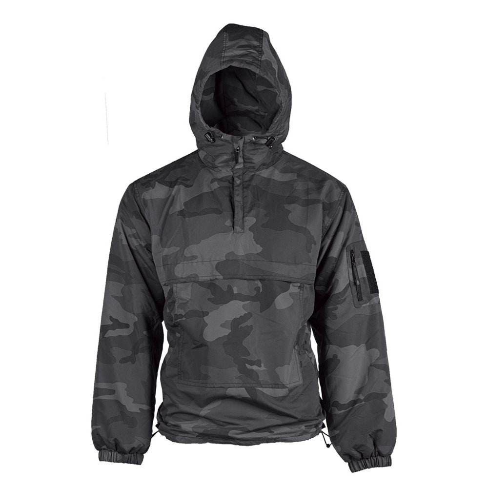 Anorak acolchado con capucha y forro polar, cremallera parcial del cuello al pecho
