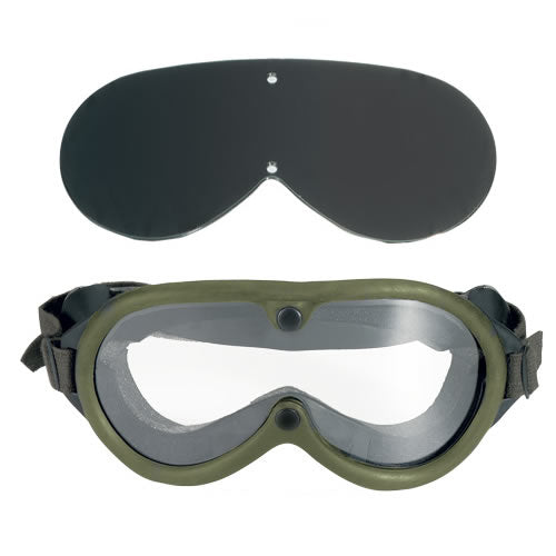 Gafas tácticas US M44 verdes con 2 cristales (claro y ahumado) en estuche