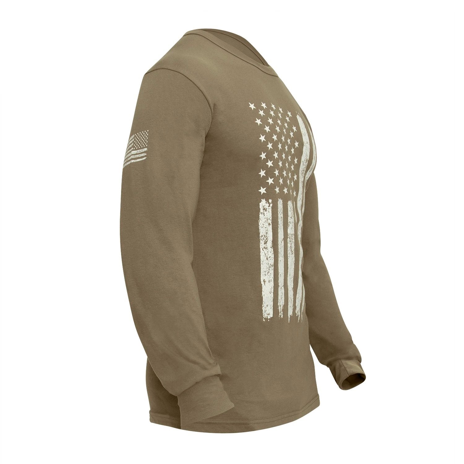 Camiseta coyote marrón con bandera de EE. UU. en el pecho y en la manga