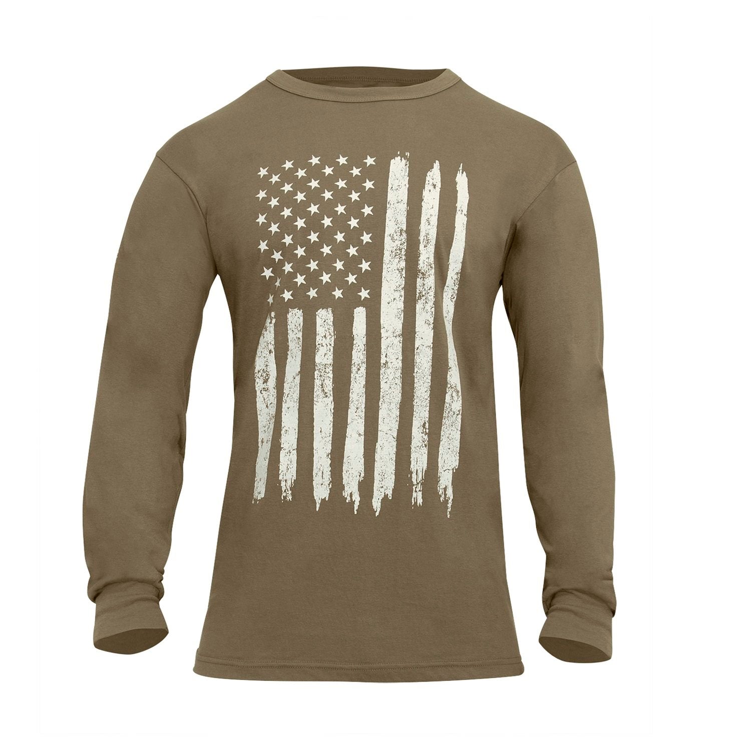 Camiseta coyote marrón con bandera de EE. UU. en el pecho y en la manga