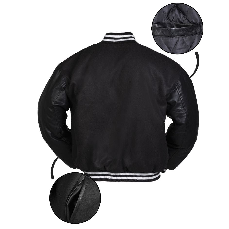 Chaqueta bomber NY baseball negra bicolor con emblema bordado y bolsillos