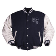 Cazadora Bomber NY azul/blanco con emblema bordado
