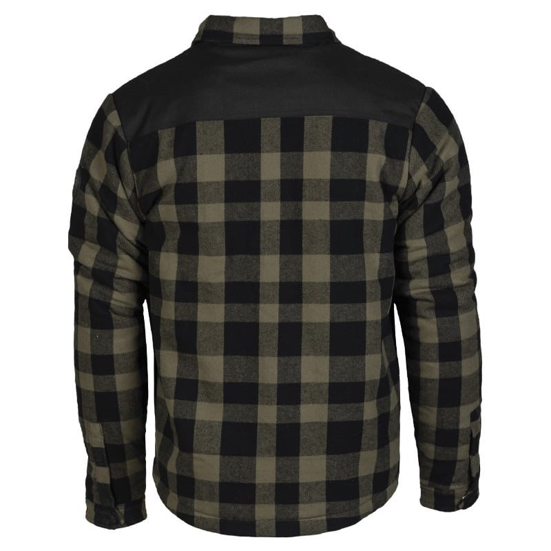 Camisa LUMBER acolchada negra y verde a cuadros con cremallera y bolsillos