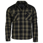 Camisa LUMBER acolchada negra y verde a cuadros con cremallera y bolsillos