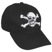 Gorra baseball negra con calavera bordada y huesos cruzados